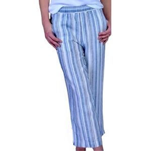 NEW MissLook Wide Leg High Waist Stripe Pants Drawstring Ankle Ties Large